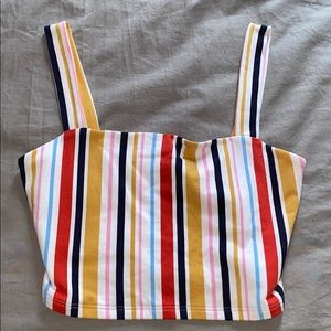 Forever 21 Rainbow Striped Crop Top